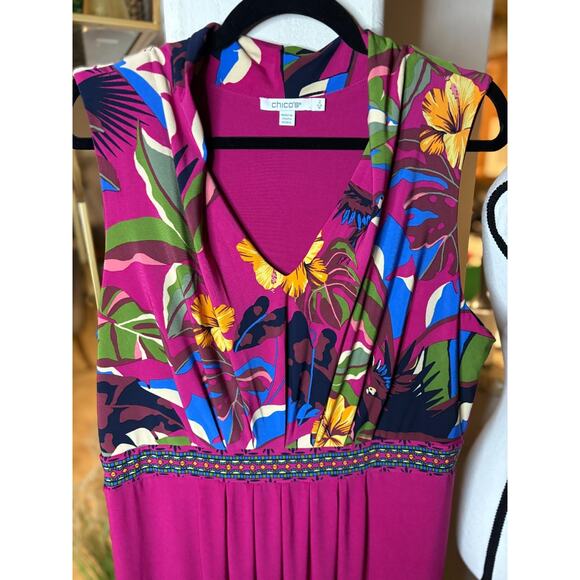 Chico's V-Neck Sleeveless Floral Maxi Dress Size 2 - Picture 4 of 6